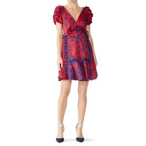 Self-Portrait Floral Satin Printed Mini Dress
